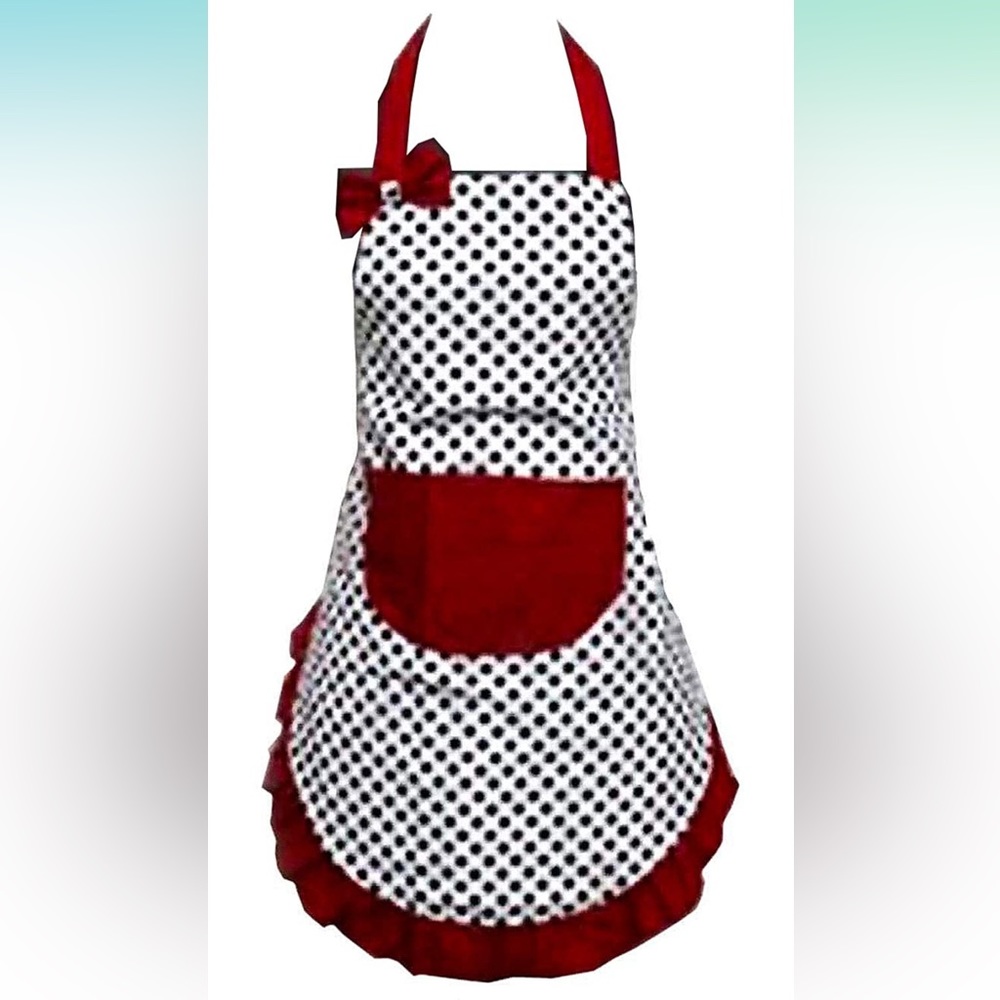 NWT Lovely Lady Dot Flirty Canvas Apron with Pocket